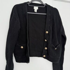 H&M Black Cardigan with Gold Buttons
